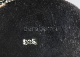 Ezüst (Ag) kapoccsal, zafír, smaragd, rubin szemes nyaklánc, jelzett, h: 42 cm