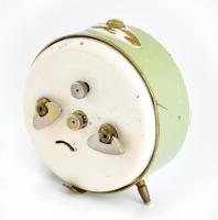 Junghans Bivox fémházas vekker, másodpercmutatós, fluoreszkáló számlappal, kisebb kopásokkal, működi...