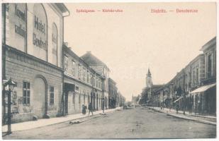 Beszterce, Bistritz, Bistrita; Kórház utca, Központi szálloda. C.W. Schell kiadása / Spitalgasse / street, hotel (Rb)