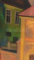 Jelzés nélkül: Erdélyi városrészlet. Olaj, vászon. 70×50 cm