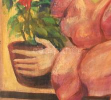 Csók I jelzéssel: Hölgy virágok közt. Olaj, vászon. 100×70,5 cm