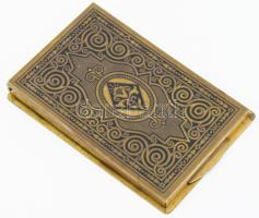 cca 1930 Régi réz jegyzettömb tartó, festett, 9x14 cm