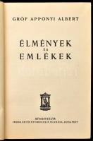 Apponyi Albert: Élmények és emlékek. Sajtó alá rendezte: Jánoky-Madocsány Sarolta. Bp.,(1933.), Athenaeum, 263 p. Átkötött aranyozott egészvászon-kötésben, jó állapotban.