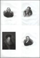 8 db híres embereket ábrázoló portré: Leonardo da Vinci, Walter Scott, Carl Maria von Weber, Linné stb.. Acélmetszet, papír, jelzett a metszeten. Lapméret. 28x19,5 cm.