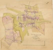 1876 Csúzi helység kézzel rajzolt térképe vászonra kasírozva 46x42 cm