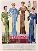 cca 1930 Art deco női divatok, 10 db lap a Magyar Uriasszonyok Lapjából. Ofszet, papír. Lap széle he...