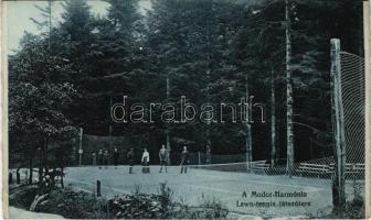 Modor-Harmónia, Modra; Lawn tennis játszótere, tenisz pálya. Laczkovich Róbert kiadása / tennis court (képeslapfüzetből / from postcard booklet