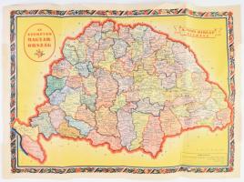 1938 Az ezeréves Magyarország térképe, a hátoldalon Európa 1938 végén, Pesti Hírlap, hajtott, szakadásokkal 35,5x51 cm