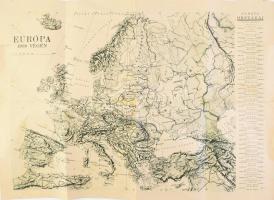 1938 Az ezeréves Magyarország térképe, a hátoldalon Európa 1938 végén, Pesti Hírlap, hajtott, szakad...