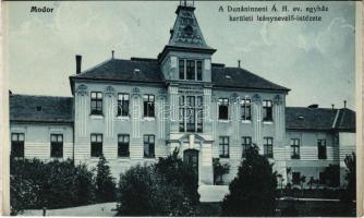 Modor, Modra; A Dunáninneni ágostai hitvallású evangélikus egyház kerületi leánynevelő intézete. Laczkovich Róbert kiadása / girl school (képeslapfüzetből / from postcard booklet)