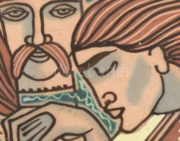 Szovjetunió, 1970 körül, folklór kerámia dísztányér, muzsikusok, jelzett: KC Abbib etikettel. Hibátl...