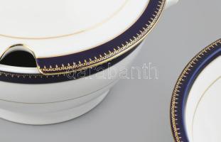Zsolnay kék-arany 6 darabos tálaló szett, gyönyörű állapotban, jelzett, hibátlan