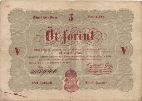 1848. 5Ft "Kossuth bankó" vörösbarna T:III+