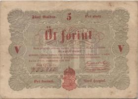 1848. 5Ft "Kossuth bankó" vörösbarna T:III+