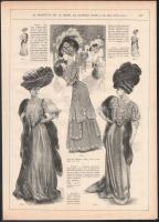 cca 1900 20 db női divatkép a Le Moniteur de la Mode c. folyóiratból, nyomat, papír, néhány kevés la...