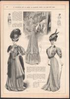 cca 1900 20 db női divatkép a Le Moniteur de la Mode c. folyóiratból, nyomat, papír, néhány kevés la...