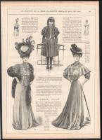 cca 1900 20 db női divatkép a Le Moniteur de la Mode c. folyóiratból, nyomat, papír, néhány kevés la...