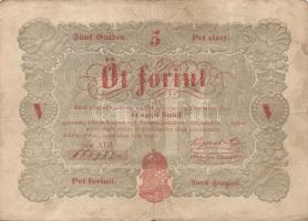 1848. 5Ft "Kossuth bankó" vörösbarna T:III