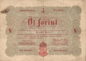 1848. 5Ft "Kossuth bankó" vörösbarna T:III