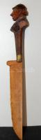 ~1900 Innsbruck felirattal ellátott kézi faragású fa levélnyitó, mellszobor markolattal és 26cm-es hosszúsággal