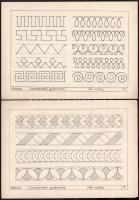 cca 1970 Vonalvezetési gyakorlatok írás tanuláshoz nyomtatványok 20x30 cm