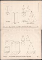 cca 1970 Vonalvezetési gyakorlatok írás tanuláshoz nyomtatványok 20x30 cm