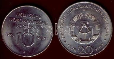 NDK 1972. 20M "Schiller" + 1974. 10M "25 éves az NDK" T:2/2+
