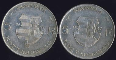 1947. 5Ft Ag "Kossuth" (2x) T:2/3+