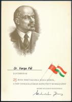 cca 1970 Emléklap 25 éves párttagságra