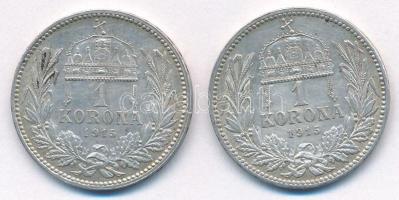 1915KB 1K Ag "Ferenc József" (2x) T:AU,XF patina Adamo K5.1