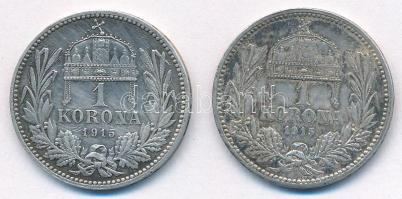 1915KB 1K Ag "Ferenc József" (2x) T:XF patina Adamo K5.1