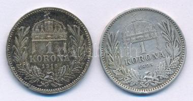 1895-1915KB 1K Ag "Ferenc József" (2x) T:VF,AU patina Adamo K5, K5.1