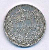 1895KB 1K Ag "Ferenc József" T:AU patina Adamo K5
