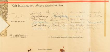 1944 Bp., Tanító(nő)képzőintézeti tanári oklevél, hajtott, Kákonyi István számára kiállítva, rajta: ...