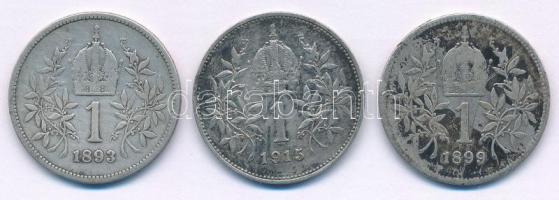 Ausztria 1893-1915. 1K Ag "Ferenc József" (3xklf) T:VF,F ph. Austria 1893-1915. 1 Corona A...