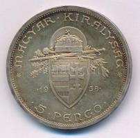 1938. 5P Ag "Szent István" T:XF patina 
Adamo P8.1
