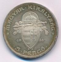 1938. 5P Ag "Szent István" T:AU patina, kis ph
Adamo P8.1