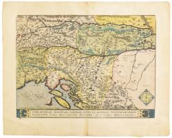 Schlavoniae, Croatiae, Carniae, Istriae, Bosniae, finitimarumque regionum nova descriptio. Augustin Hirschvogel (1503-1553.) Színezett fametszetű térkép. Ortelius, Abraham (1527-1598.) Antwerpen. A térképen ábrázolt rész magába foglalja a mai Horvátország és Bosznia területét, valamint Ausztria és Magyarország egyes részeit.523 x 415 mm Jó állapotú lap