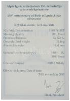 2005. 5000Ft Ag "Alpár Ignác" kapszulában, tanúsítvánnyal, MNB tájékoztatóval T:PP Adamo E...