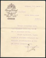 1931 Fauszig Testvérek angol úri szabók gratuláló levele, fejléces borítékban