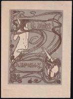 Nagy, Sándor (1869 - 1950) / tervező, Morelli, Gusztáv (1848 - 1909) / kivitelező: Ex libris - A. Lippich de K. (Koronghi Lippich Elek), fametszet, papír, 12×9 cm