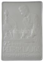 ~1949-1950. 75 éves a Petrik Lajos Vegyipari Technikum porcelán emlékplakett (102x67mm) T:XF öntési peremhiba, hátoldalán ragasztó folt