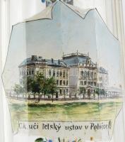 Antik üveg korsó, üvegbetétes ón fedővel, korának megfelelő kopásokkal, m: 23 cm