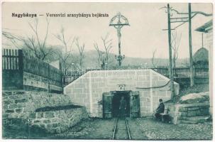 Nagybánya, Baia Mare; Veresvizi bánya bejárata, iparvasút, Svaiczer segéd altárna. Frankovits A. kiadása / Valea rosi mine entry, industrial railway (fl)