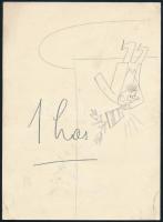 Kassowitz Félix (1907-1983): Szerelmespár (karikatúra). Tus, ceruza, papír, jelezve balra lent, 21x1...