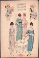 cca 1930 Art deco női divatok, 10 lap színes kép. francia ny. feliratokkal. Ofszet, papír. Lap széle...