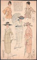 cca 1930 Art deco női divatok, 10 lap színes kép. francia ny. feliratokkal. Ofszet, papír. Lap széle...