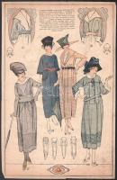 cca 1930 Art deco női divatok, 10 lap színes kép. francia ny. feliratokkal. Ofszet, papír. Lap széle...