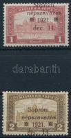 Nyugat-Magyarország VIII. 1921 Parlament 1K és 2K elcsúszott felülnyomással / Mi VI-VII with shifted overprint. Signed: Bodor