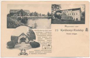 Denta (Temes, Timis), Gróf Karátsonyi Jenő uradalmi intézősége, haltenyészete és rizstelepe, kastély, Carolina malom, reklám. Kanitz C. és fiai / manor castle, fish and rice farm, mill, advertisement (fa)